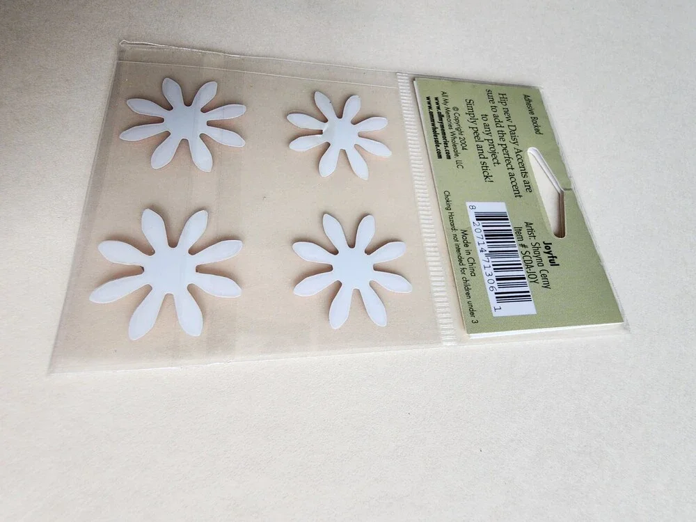 AMM Joyful Resin Daisy Accent Flower Stickers (4pc) Vintage New Retired Pink #19
